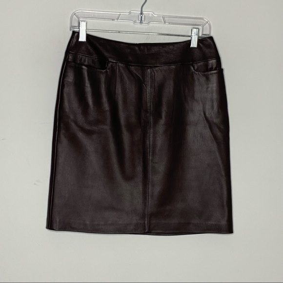 Shin Choi Italian Leather Skirt Brown Size 4. - Picture 2 of 9